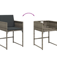 15-tlg. Garten-Essgruppe mit Kissen Grau Poly Rattan