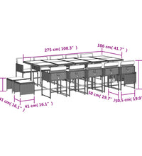 15-tlg. Garten-Essgruppe mit Kissen Grau Poly Rattan