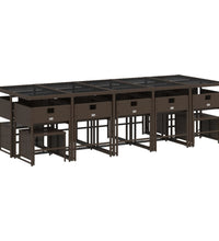 15-tlg. Garten-Essgruppe mit Kissen Braun Poly Rattan