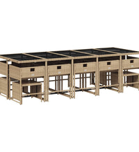 15-tlg. Garten-Essgruppe mit Kissen Beige Poly Rattan