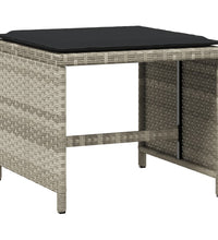 15-tlg. Garten-Essgruppe mit Kissen Hellgrau Poly Rattan
