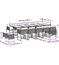 15-tlg. Garten-Essgruppe mit Kissen Beigemischung Poly Rattan