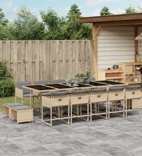 15-tlg. Garten-Essgruppe mit Kissen Beigemischung Poly Rattan