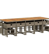 15-tlg. Garten-Essgruppe mit Kissen Grau Poly Rattan