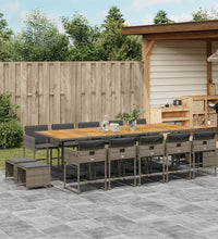 15-tlg. Garten-Essgruppe mit Kissen Grau Poly Rattan