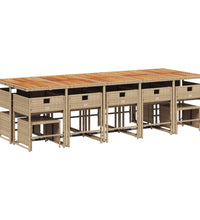 15-tlg. Garten-Essgruppe mit Kissen Beige Poly Rattan