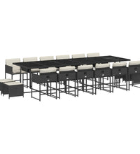 17-tlg. Garten-Essgruppe mit Kissen Schwarz Poly Rattan