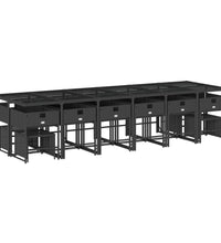 17-tlg. Garten-Essgruppe mit Kissen Schwarz Poly Rattan