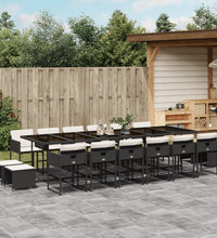 17-tlg. Garten-Essgruppe mit Kissen Schwarz Poly Rattan