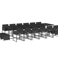 17-tlg. Garten-Essgruppe mit Kissen Schwarz Poly Rattan