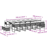 17-tlg. Garten-Essgruppe mit Kissen Schwarz Poly Rattan