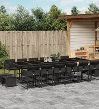 17-tlg. Garten-Essgruppe mit Kissen Schwarz Poly Rattan