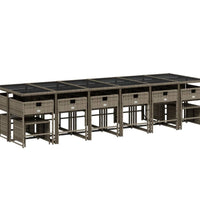 17-tlg. Garten-Essgruppe mit Kissen Grau Poly Rattan