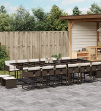17-tlg. Garten-Essgruppe mit Kissen Braun Poly Rattan