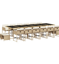 17-tlg. Garten-Essgruppe mit Kissen Beige Poly Rattan