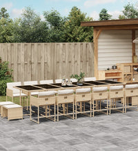 17-tlg. Garten-Essgruppe mit Kissen Beige Poly Rattan