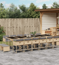17-tlg. Garten-Essgruppe mit Kissen Beigemischung Poly Rattan
