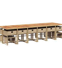 17-tlg. Garten-Essgruppe mit Kissen Beige Poly Rattan