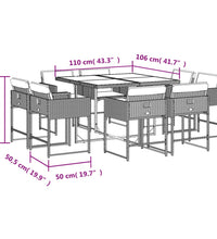 9-tlg. Garten-Essgruppe mit Kissen Schwarz Poly Rattan