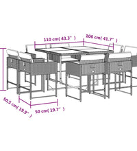 9-tlg. Garten-Essgruppe mit Kissen Grau Poly Rattan