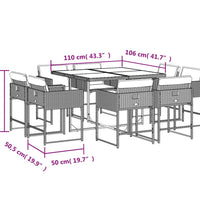 9-tlg. Garten-Essgruppe mit Kissen Braun Poly Rattan