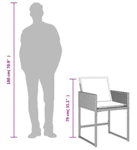 9-tlg. Garten-Essgruppe mit Kissen Hellgrau Poly Rattan