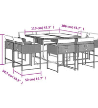 9-tlg. Garten-Essgruppe mit Kissen Beigemischung Poly Rattan