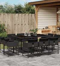 11-tlg. Garten-Essgruppe mit Kissen Schwarz Poly Rattan