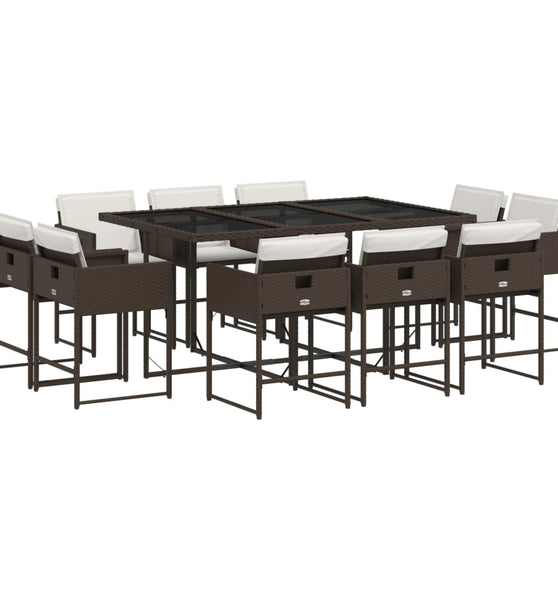 11-tlg. Garten-Essgruppe mit Kissen Braun Poly Rattan
