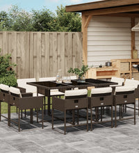 11-tlg. Garten-Essgruppe mit Kissen Braun Poly Rattan