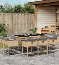11-tlg. Garten-Essgruppe mit Kissen Beigemischung Poly Rattan