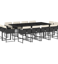 13-tlg. Garten-Essgruppe mit Kissen Schwarz Poly Rattan