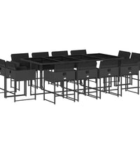 13-tlg. Garten-Essgruppe mit Kissen Schwarz Poly Rattan