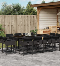 13-tlg. Garten-Essgruppe mit Kissen Schwarz Poly Rattan