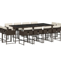13-tlg. Garten-Essgruppe mit Kissen Braun Poly Rattan