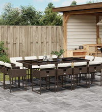 13-tlg. Garten-Essgruppe mit Kissen Braun Poly Rattan