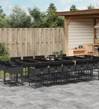15-tlg. Garten-Essgruppe mit Kissen Schwarz Poly Rattan