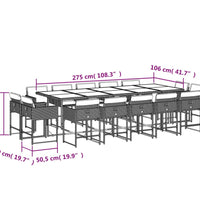 15-tlg. Garten-Essgruppe mit Kissen Grau Poly Rattan