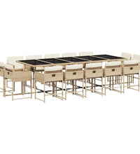 15-tlg. Garten-Essgruppe mit Kissen Beige Poly Rattan