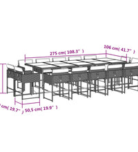 15-tlg. Garten-Essgruppe mit Kissen Hellgrau Poly Rattan