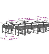 15-tlg. Garten-Essgruppe mit Kissen Beigemischung Poly Rattan