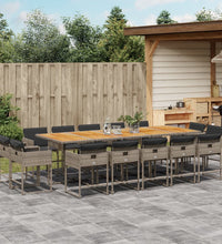 15-tlg. Garten-Essgruppe mit Kissen Grau Poly Rattan