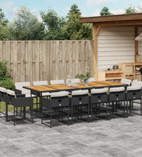 15-tlg. Garten-Essgruppe mit Kissen Schwarz Poly Rattan
