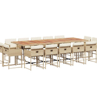 15-tlg. Garten-Essgruppe mit Kissen Beige Poly Rattan