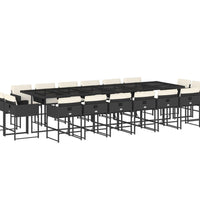 17-tlg. Garten-Essgruppe mit Kissen Schwarz Poly Rattan
