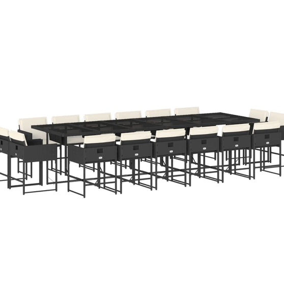 17-tlg. Garten-Essgruppe mit Kissen Schwarz Poly Rattan