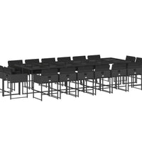 17-tlg. Garten-Essgruppe mit Kissen Schwarz Poly Rattan
