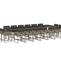 17-tlg. Garten-Essgruppe mit Kissen Grau Poly Rattan