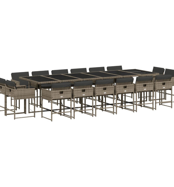 17-tlg. Garten-Essgruppe mit Kissen Grau Poly Rattan