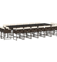 17-tlg. Garten-Essgruppe mit Kissen Braun Poly Rattan